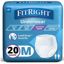 FitRight Super Protective Incontinence Underwear, Maximum Absorbency, Medium, 28 to 40", 4 Packs of 20 (80 Total)