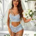 Avidlove Women Lingerie Sets Sexy Lace Bra and Panty Sets 2 Piece Lace Babydoll Outfits S-XXL (Blue, XL)