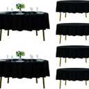 Fokitut 6 Pack Round Tablecloth, 70 Inch, Stain Resistant and Wrinkle Polyester Table Cloth, Fabric Table Cover for Kitchen Dining, Wedding, Party, Holiday Dinner-Black