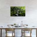 Foggy Forest Canvas Wall Art for Living Room Green Trees Scenery Painting Prints 24x36”, Misty River Stream Photo Framed Spring Landscape Natural Moss Scene Artwork Office Bedroom Home Decorations