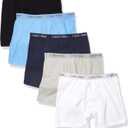 Calvin Klein Kids Boys' Modern Cotton Boxer Brief Underwear 5-Pack (Medium, Black/Grey/White/Light Blue/Navy)