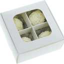 Treat Boxes - 20 ct 3.5 x 3.5 x 1.6 in Bakery Boxes with Windows and Dividers for Candy, Cookies, Cupcakes, or Bakery Desserts - Chocolate, Treats, and Baked Goods Packaging for Gifting (White)