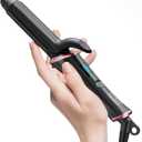 Travel Curling Iron Dual Voltage(110-240V)1 Inch Mini Curling Iron Travel Size with 5 Adjustable Heat Settings, Ceramic Barrel with Argan Oil Infused, Portable