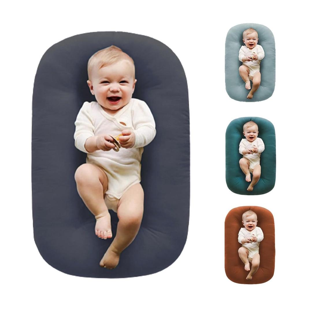 Baby Lounger Pillow,Loevin Baby Lounger Pillow for Newborn Cosleeping for Baby in Bed,Newborn Lounger Baby Nest for Boys & Girls 0-12 Months-Dark Gray