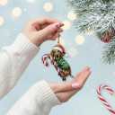 Dachshund Tan Brown Hugging Candy Cane Dachshund Gifts for Women 2D Flat Acrylic Ornament - Christmas Tree Decoration, Gifts for Dog Lovers 2025