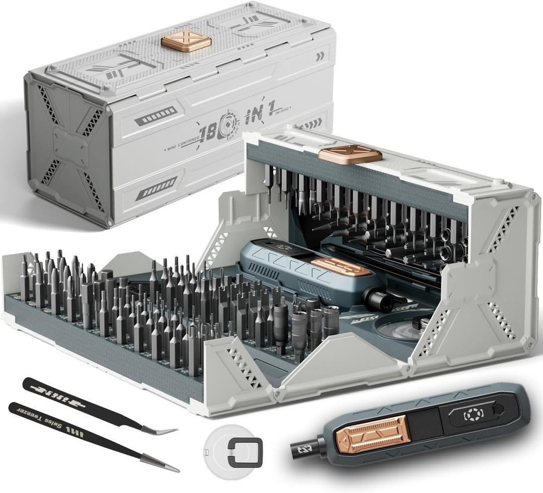 180 in 1 Manual Precision Screwdriver Set, Professional Computer Screwdriver Kit, Magnetic Repair Tool Kit with Home Drill Bits for iPhone Computer Laptop ablet Watch Xbox Game Console (sliver)