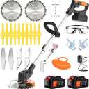 Weed Wacker-Electric weedwacker/Cordless String Trimmer/Edger Lawn Tool.It Comes with 2 Lithium Batteries and 4 Different Types of Blades.Electric Weed Wacker Suitable for Gardens and patios.