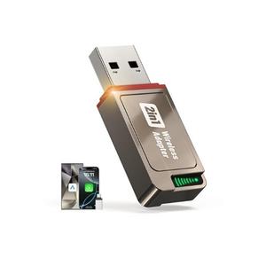 2-in-1 Wireless CarPlay Adapter Support Apple CarPlay & Android Auto, Mini Bluetooth USB A & USB C Dongle Convert Wired to Wireless Compatible with iPhone & Android