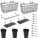 G.CORE Pegboard Organizer Accessories 18 Pack, Peg Board Hooks Assortment Organizer Accessory, Various Tools Storage Arrange System Kit for Garage Craft Workshop Workbench Hobby Office