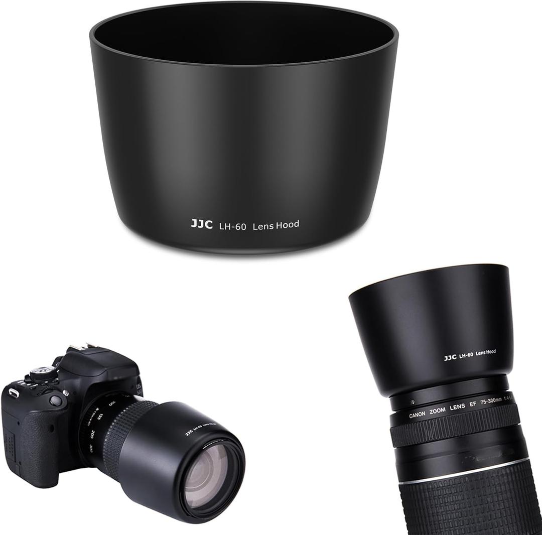 JJC Camera Lens Hood Shade Fits for Canon RF 75-300mm, EF 75-300mm f/4-5.6 III USM & EF-S 55-250mm f/4-5.6 is II Lens, Replaces Canon ET-60 Hood Reverse Attaching -Black