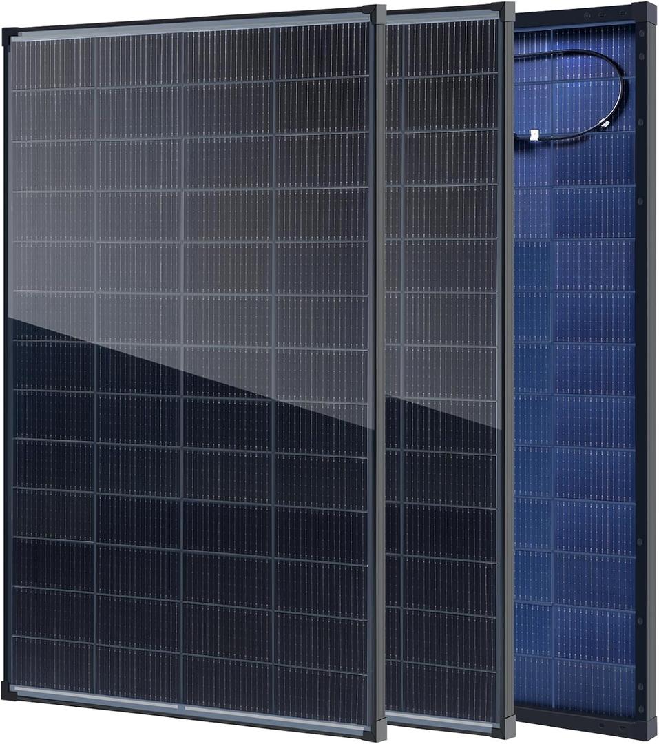 400 Watt Solar Panel 24V/12V Bifacial N-Type 16BB,25.6% Efficiency PV Grade A+ 2x200W, IP68 Waterproof, Rustproof Aluminum, Anti-Shading Bypass, Roof, Ground Mounting,MC4 J-Box, for Class B Van RV