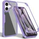 for iPhone 16 Case, [Built-in Screen Protector] [Military Grade Shockproof] 360 Full Body Clear Rugged Protective Case Cover for iPhone 16 / Apple 16.Full Purple