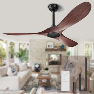 KASASS Ceiling Fan No Light, 52 in Outdoor Ceiling Fans with Remote Control without Light, 3 Blades, 6 Speed Reversible DC Motor Modern for Patios, Kitchen, Bedroom, Porch