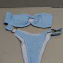 WDIRARA Women's 2 Piece Strapless Smocked Ring Bandeau Bikini Set Swimsuit Bathing Suits (Large, Baby Blue)