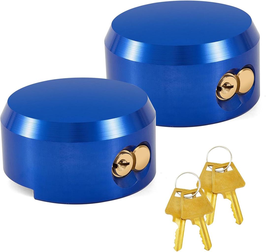 2 Pack Puck Lock for Trailers Keyed Alike, 6061 Solid Aluminum Trailer Door Locks Hockey Puck Locks, Reinforced Hidden Shackle Padlocks for Trailers Trucks Vans Shed Gates w/4 Keys
