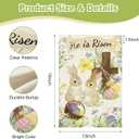 He Is Risen Easter Garden Flag for Outside, 12x18 Inch Double Sided Spring Flags with Bunnies Flowers Cross, Easter Gifts Yard Decoration Flag for Outdoor Garden, Patio, Porch