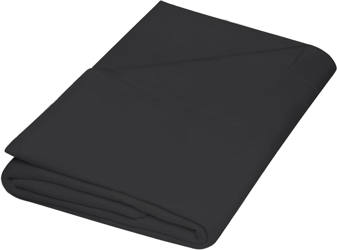 ZPECC Twin Flat Sheet Only 1 Pack, Durable Black Top Bed Sheets Hypoallergenic Soft Brushed Microfiber Color-Coded Label, 66"x96"