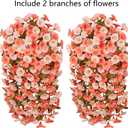 HyeFlora Artificial Fake Fall Hanging Flowers for Outdoor Decor, 2PCS Faux Silk Morning Glory Hanging Plants Mums Vine for Home Garden Wall Party Indoor Outside Decoration (Fall Orange+Light Orange)