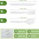 Plastic Silverware Set, 30-Piece Disposable Plastic Utensils for Parties, Clear Cutlery, Plasticware Forks, Spoons, Knives
