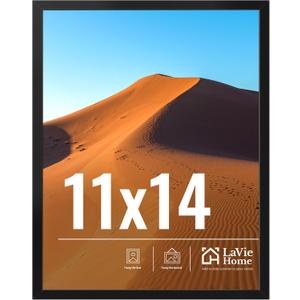 LaVie Home 11x14 Picture Frame for Wall Display, 11 x 14 Black Picture Frame with HD Plexiglas, 11 by 14 Poster Frame 1 Pack, Display Frame for Vertical or Horizontal, Classic Collection