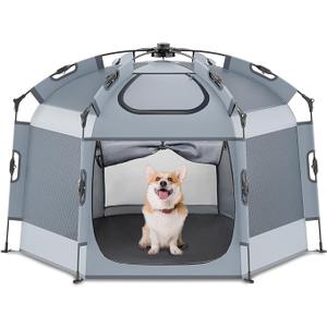 Babepai Pop Up Playpen for Babies  55.1"Wide 36.6"Height Portable Baby Beach Tent  Indoor & Outdoor Play Yard, Foldable, Lightweight & with Travel Bag  Grey