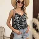 Fayenne Tank Top for Women Ruffle Spaghetti Strap Shirt Sexy Leopard Print Tops Sleeveless Summer Outfits (Black, XXL)