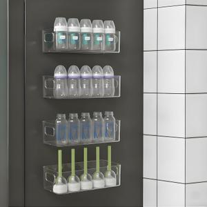 MGY 4Pack Clear Magnetic Baby Bottle Organizer for Refrigerator, Space-Saving Storage for Baby Bottles,Bottle Organizer for kitchen