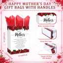 Sinload 50 Pcs Religious Mothers Day Gifts Bags Bulk with Tissue Christian Red Rose Gifts Bags with Handles Religious Happy Mother Day Goodie Bag for Women Best Mom Church Gift Wrapping
