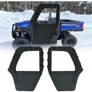 QYMOTO Midsize Ranger 570 Soft Door Set, Canvas Side Doors Fit for Polaris Ranger 400, 570, 800 Mid Pro-fit Roll Cage Bar with Heavy Duty Zipper Open Window, Stop Cold, Rain,Dust and Debris Outdoor