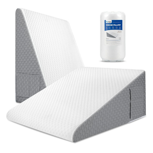 Wedge Pillow for Acid Reflux Relief Bed Wedge Pillow for Headboard Triangle Pillow Wedge for Sleeping Post Surgery Legs Back Pain Gerd Snoring, Soft Memory Foam Top & Washable Cover 12" 