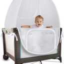 Baby Crib Tent Safety Net, Durable Strong Net, Self-Locking Zippers, Protects from Baby Climbing Out and, from Insects, Mosquitoes, Installs with Strong Rods ((Pack N Play Tent)