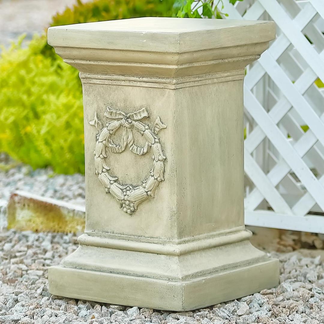 19.57" Tall Garden Pedestal Stand for Statues, Heavy Duty Magnesium Oxide Plant Stand, Weatherproof Outdoor Pedestal for Sculptures, Flower Pots, Decor Sturdiness Plinth Base Statue Riser