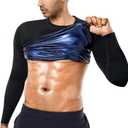 Sauna Sweat Suits Shirt Waist Trainer for Men Compression Vest Workout Gym Clothes Sweat Enhancer Long Sleeve (3X-Large, Blue)
