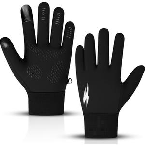 WESTWOOD FOX Winter Thermal Gloves Windproof Running Gloves Touch Screen Warm Anti Slip Silicone Cycling Gloves for Men Women,Elastic Cuff for Driving, Ski Running Football Sports (Black)