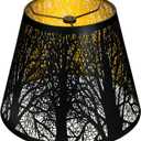 Small Lamp Shade, ALUCSET Barrel Metal Lampshade with Pattern of Trees for Table Lamp and Floor Light, Top Diameter 6 X Bottom Diameter 10 X Height 7.5 Spider (Metal Black/Gold)