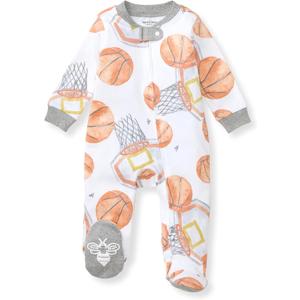 Burt's Bees Baby Baby Girls Pajamas, Zip Front Non-Slip Footed Sleeper Pjs, 100% Organic Cotton (3-6 Months)
