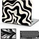 B BELK Compatible with MacBook Air 13 inch Case M5 2026 2025 2024-2022 M4 M3 M2 A3449 A3240 A3113 A2681, Plastic Hard Shell for MacBook Air 13.6 inch Case+Keyboard Cover+Screen Protector, Black Wave