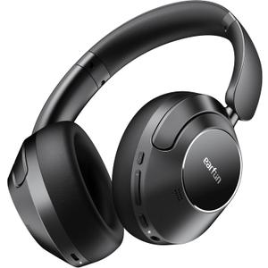 EarFun Wave Pro Active Noise Canceling Headphones, Wireless Over Ear Bluetooth Headphones, LDAC Hi-Res Sound, 5 Mics AI Clear Call, 80H Playtime, Multipoint Connection, Comfort Fit, Custom EQ via App (Black)