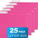 25 Packs Hanging File Folders Pink,Letter Size 8.5x11,Hanging File Folders with 1/5-cut Tabs,File Folders for Filing Cabinet with Tabs,Designed for Bulky Files,Ideal Office,School Classroom