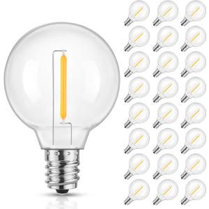 Mlambert G40 LED Replacement Light Bulbs for String Lights, Dimmable E12 Base Shatterproof Bulbs, 1W Equal to 5W, Warm White 2700K, 25Pack, Not Solar Mlambert G40 LED Replacement Light Bulbs for String Lights, Dimmable E12 Base Shatterproof Bulbs, 1W Equal to 5W, Warm White 2700K, 25Pack, Not Solar