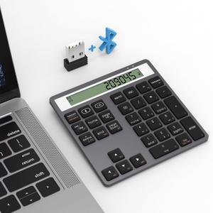 Bluetooth Number Pad - 2.4G Wireless Numeric Keypad with Display Calculator - Wireless Number Pad Slim 34-Key Portable Financial Accounting Numpad Data Entry & Calculation 2in1 for Laptop Desktop PC