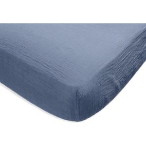 SwaddleDesigns Softest Cotton Muslin Fitted Crib Sheet, Toddler Sheet for Boys & Girls, Fits Standard Crib Mattress (28 x 52 inches), Denim