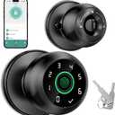 Fingerprint Door LockFingerprint and Keypad Input Smart Door knob, App Controlled Biometric Door Lock, Keyless Entry, Bedroom, Office, Hotel, Apartment Auto Door knob (Black)