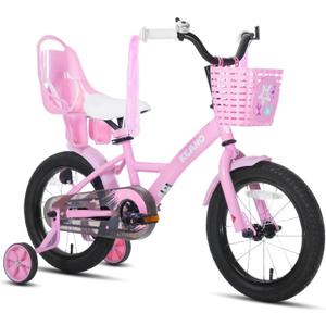 KEANO Zinnia 16 Inch Kids Bike for Girls Ages 4-6 Years, 16 Inch Girls' Bikes with Training Wheels, Streamers, Basket and Doll Seat, Children Bicycles Pink