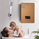 Tankless Electric Hot Water Heater,4500W 110V Instant Water Heater On Demand Bath Shower with LED Screen Display for Bathroom,Bathtub,RV,Whole House,Shower,w/Overheating Protection (Gold)