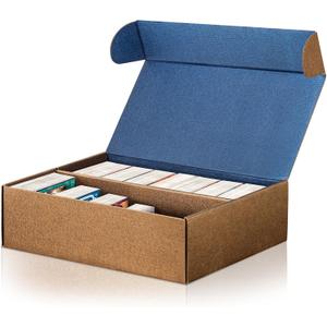 Trading Card Storage Box, 2-Pack 2400 Count Bulk Sports Card Storage Boxes, 5-Layer Corrugated Cardboard Storage Box, Reversible Blue Gold Card Organizer for TCG Mtg Cards