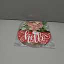 Valentines Day Wreaths for Front Door Hello Valentine Hanger Sign Outside Rustic Holiday Farmhouse Wooden Door Decoration Hanging with Bows Outdoor (Red)