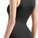 SUUKSESS Women Zip Up Sexy Rompers Ribbed Seamless Padded Workout Romper (Black, L)