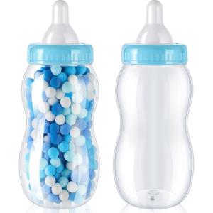 Tessco for you 2 Pcs 15 Inch Big Baby Shower Bottle for Baptism Game Large Jumbo Plastic Baby Shower Bottle Piggy Candy Bank for Girl Boy Kids Party Favor(Blue)