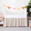 Crib Skirt Dust Ruffle, 100% Egyptian Cotton 400 Thread Count Soft Breathable Crib Bedding Skirt for Baby, Boys and Girls, 52"X28" with 14" Crib Bed Skirt Fading Resistant (Ivory)